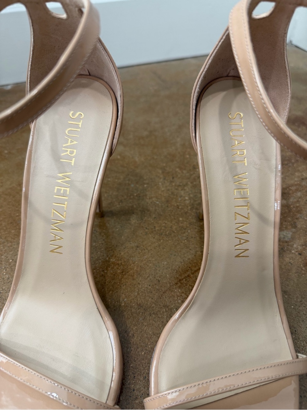 Stuart Weitzman Nudistcurve 100 Patent Leather Sandals Nude Women’s Size 10B - Picture 4 of 10